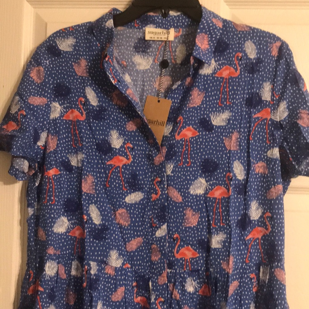 Flamingo shirt dress